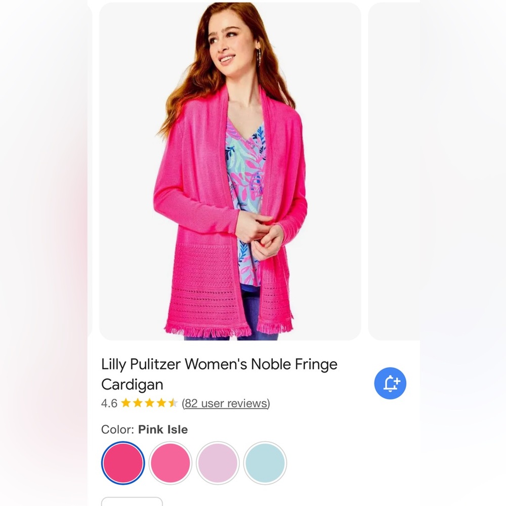 Lilly Pulitzer Noble Fringe knit cardigan Size XS Pink Isle neon hot pink bright